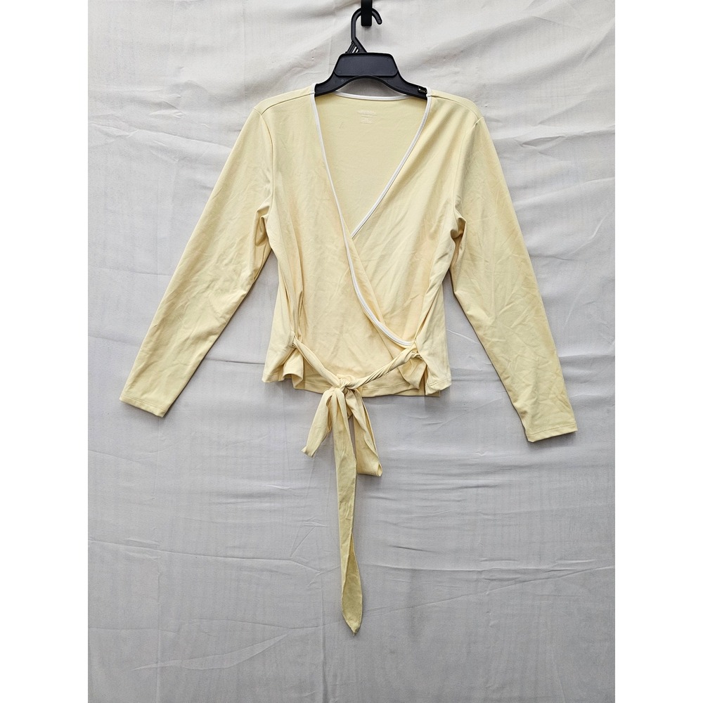 Wild Fable Womens Long Sleeve Ballet Wrap Top Yellow Polyester Size XXL